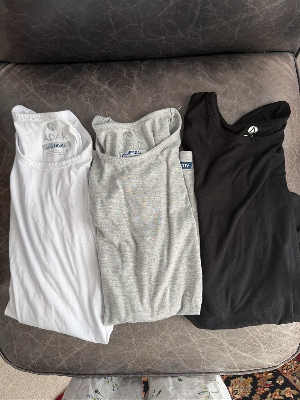 Adar Long Sleeve Tops 3-Pack in White, Gray, Black